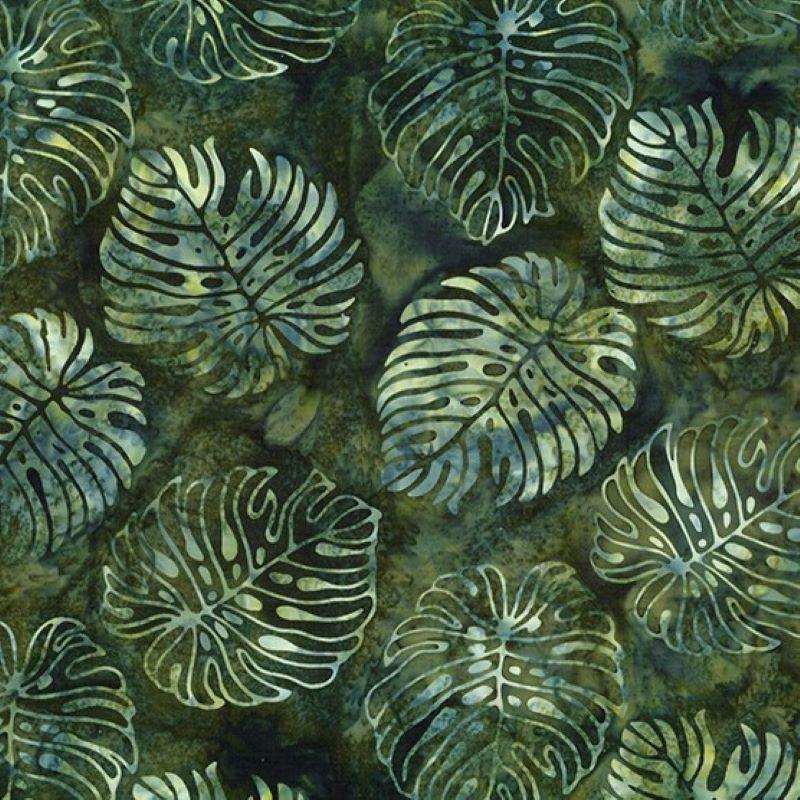 monstera plant fabric Hoffman Monstera Leaf W2610 141 Pine – Batiks Etcetera & Sew What Fabrics